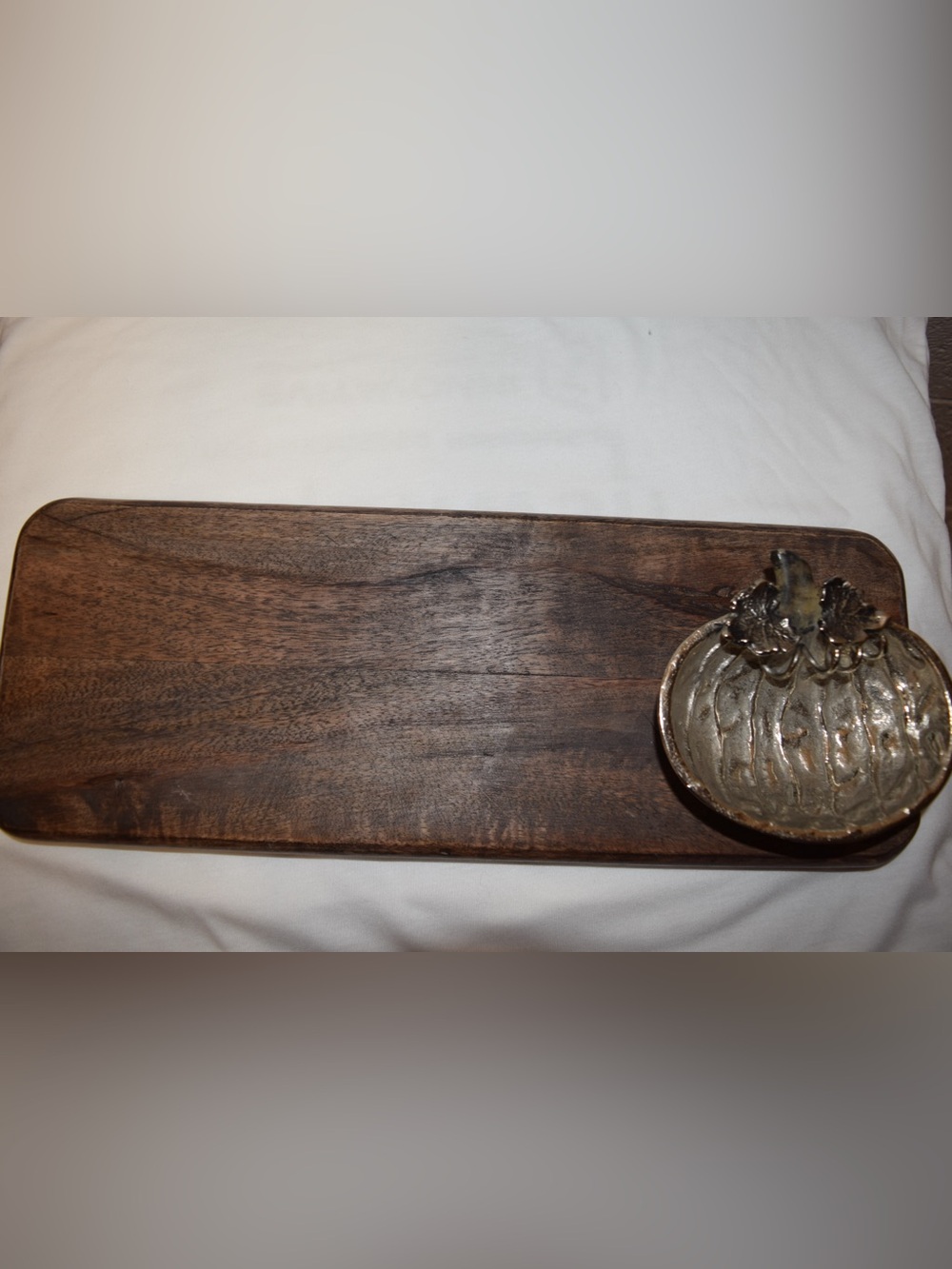 Mud Pie Pumpkin Charcuterie Board Wood Serving Tray Fall Decor Dip Bowl